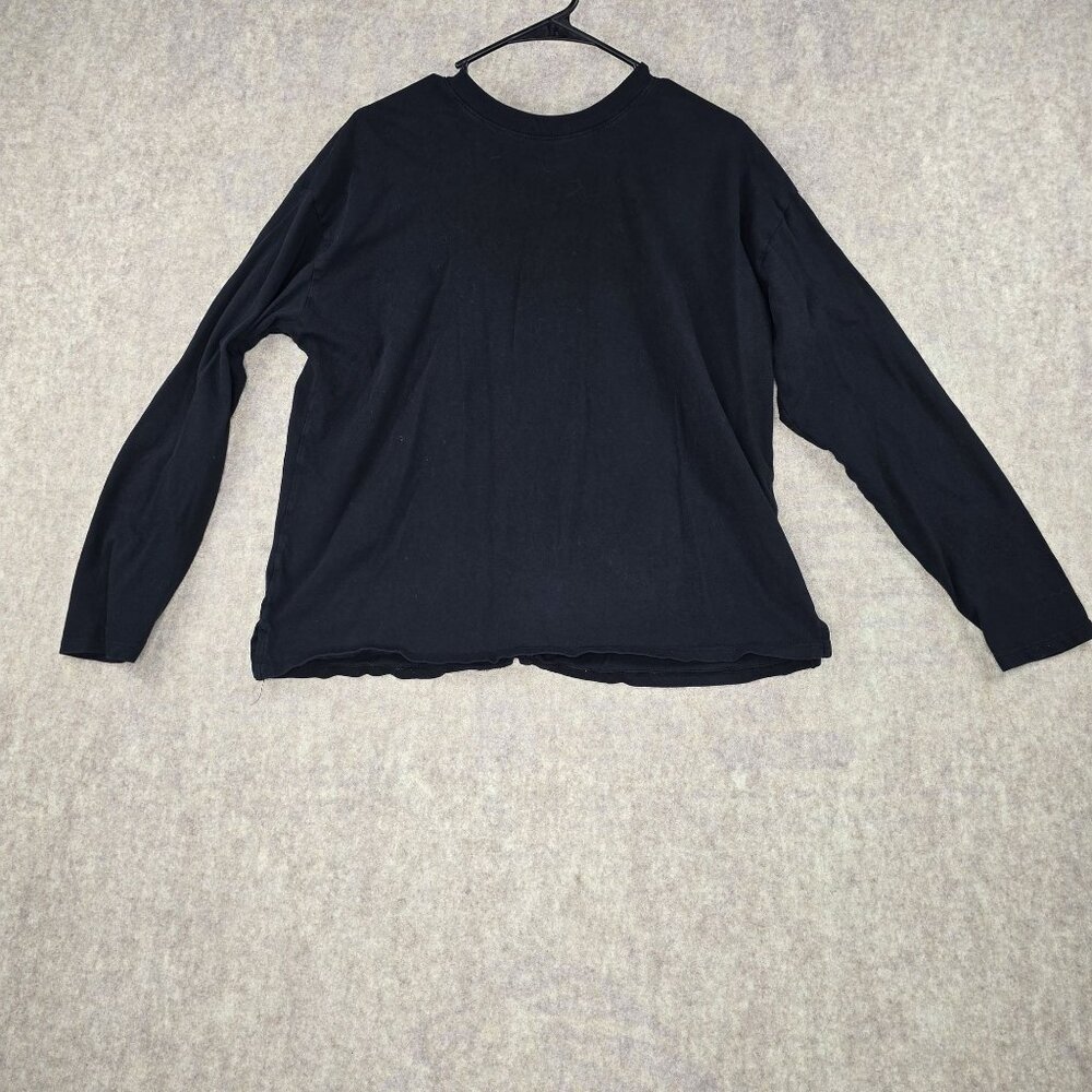 A New Day Black Long Sleeve Womens Cotton Top Size Large Casual Lightweight